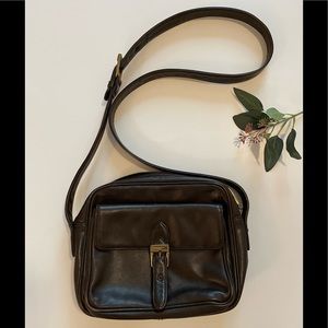 RALPH LAUREN BROWN LEATHER CROSSBODY BAG GOLD TONE HARDWARE